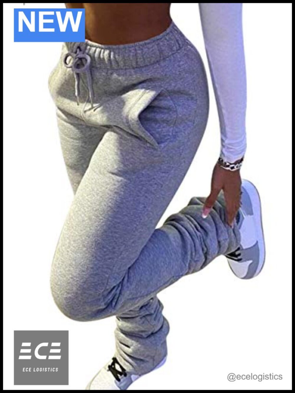 Women's Stacked Sweatpants Fleece Lined Bootcut Joggers Warm Winter Lounge